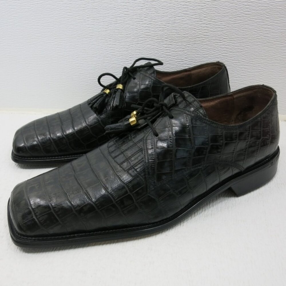Ramo Alto Croco Print Square Toe Leather Dress Men's Footwear Oxfords Sz 12 M